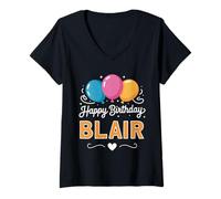 Mujer Feliz cumpleaños Blair Camiseta Cuello V