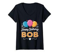 Mujer Feliz cumpleaños Bob Camiseta Cuello V