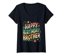 Mujer Feliz cumpleaños Hermano OMG Es el cumpleaños de mi Hermano Camiseta Cuello V