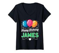 Mujer Feliz cumpleaños James Camiseta Cuello V