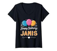 Mujer Feliz cumpleaños Janis Camiseta Cuello V