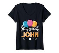 Mujer Feliz cumpleaños John Camiseta Cuello V