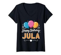 Mujer Feliz cumpleaños Jula Camiseta Cuello V