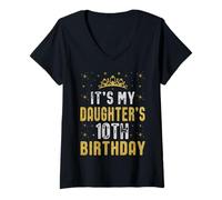 Mujer Feliz cumpleaños número 10 de mi hija 2015 10 años Camiseta Cuello V