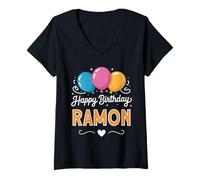Mujer Feliz cumpleaños Ramon Camiseta Cuello V