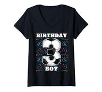 Mujer Feliz Cumpleaños Soccer Squad 3er Cumpleaños Jugador Camiseta Cuello V