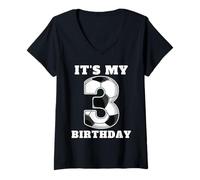 Mujer Feliz Cumpleaños Soccer Squad 3er Cumpleaños Jugador Camiseta Cuello V