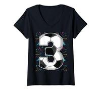 Mujer Feliz Cumpleaños Soccer Squad 3er Cumpleaños Jugador Camiseta Cuello V