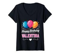 Mujer Feliz cumpleaños Valentina Camiseta Cuello V