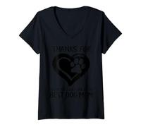 Mujer Feliz Día de la Madre A La Mejor Mamá Perro Gracias Por Amar Camiseta Cuello V