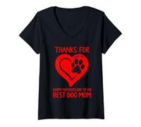 Mujer Feliz Día de la Madre A La Mejor Mamá Perro Gracias Por Amar Camiseta Cuello V