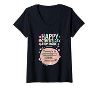 Mujer Feliz Día de Las Madres Desde Dentro Mamá Futura Loading Progress Camiseta Cuello V