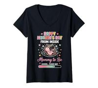 Mujer Feliz Día de Las Madres Desde Dentro Mamá Mamá para Estar Cargando 4 Camiseta Cuello V