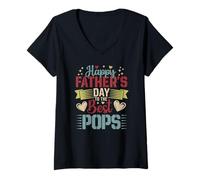 Mujer Feliz Día del Padre al grupo familiar Best Pops Proud Camiseta Cuello V