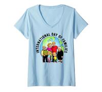 Mujer Feliz Día Internacional de la Familia 15th May I Love My Parents Dad Mom Camiseta Cuello V