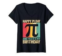 Mujer Feliz día Pi y sí, es mi cumpleaños Camiseta Cuello V