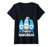 Mujer Feliz Hanukkah Camiseta Cuello V