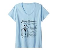 Mujer Feliz Hanukkah de los alienígenas de Roswell Camiseta Cuello V