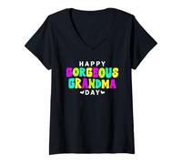 Mujer Feliz Hermosa Abuela Mamá Nana Mimi Grammie Gigi Camiseta Cuello V