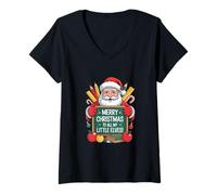 Mujer Feliz Navidad a Todos, Estilo Profesor de My Little Elves Camiseta Cuello V