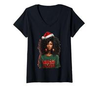 Mujer Feliz Navidad Dulce Chocolate Navidad God Bless You All Camiseta Cuello V