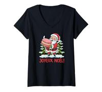 Mujer Feliz Navidad en francés/Joyeux Noel Camiseta Cuello V