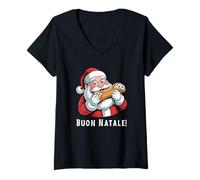 Mujer Feliz Navidad En Italiano BUON Natale Camiseta Cuello V