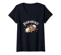Mujer Feliz Navidad En Italiano BUON Natale Camiseta Cuello V