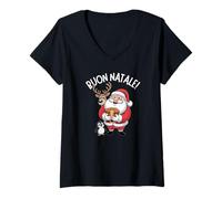 Mujer Feliz Navidad En Italiano BUON Natale Camiseta Cuello V