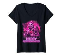 Mujer Feliz Navidad Festive Slasher Candy Cane Amenace Camiseta Cuello V