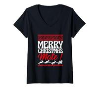Mujer Feliz Navidad Mate Australiano Navidad FEA Australiana Camiseta Cuello V