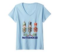 Mujer Feliz Navidad, Nutcracker Joy Holiday Apparel Camiseta Cuello V
