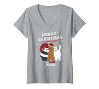 Mujer Feliz Navidad We Bare Bears Holiday Cheer Camiseta Cuello V