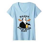 Mujer Feliz PIE & DÍA DE LA Cerveza Divertido Pionero Mormón Brigham Young Meme Camiseta Cuello V