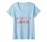 Mujer Feliz Primer día de Clases Maestras Chicas de Regreso a la Escuela Camiseta Cuello V
