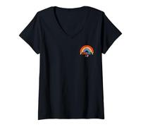 Mujer Feminista AF Pocket Vintage Rainbow Empoderamiento Feminismo Camiseta Cuello V