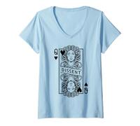 Mujer Feminista Medusa Queen of Hearts Dissent Vintage Jugando Card Camiseta Cuello V