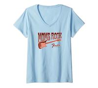 Mujer Fender Día de la Madre Moms Rock Sunburst Strat Poster Camiseta Cuello V