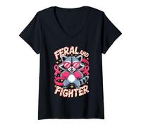 Mujer Feral and Fighter Breast Cancer Awareness Camiseta Cuello V