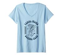 Mujer Feral Moms Social Club - Retro Cute Tiger Mayhem para mujer Camiseta Cuello V