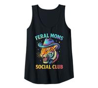 Mujer Feral Moms Social Club Tiger Cowboy Hat Western Retro Mujer Camiseta sin Mangas
