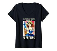 Mujer Feria del Renacimiento Wenches Humor de Taberna Medieval Camiseta Cuello V