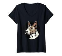 Mujer Feroz Bull Terrier Ilustración audaz Poderoso Amante del matón Camiseta Cuello V