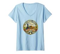 Mujer Ferrocarril de Baltimore y Ohio 1827 Tren Vintage Camiseta Cuello V