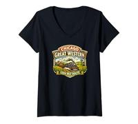 Mujer Ferrocarril de Chicago Great Western Corn Belt Route Camiseta Cuello V