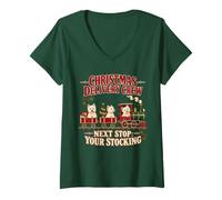Mujer Ferrocarril del árbol de Navidad del Perro de West Highland White Terrier Camiseta Cuello V
