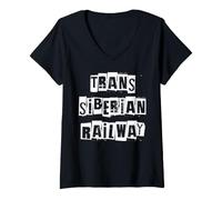 Mujer Ferrocarril Transiberiano Camiseta Cuello V