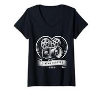 Mujer Festival Retro Cine Lover Camiseta Cuello V