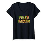 Mujer Fiber Maxxing Healthy Food Fruit Veggie Funny Fiber Maxxing Camiseta Cuello V