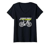 Mujer Fibra de Carbono es mi lenguaje de Amor Bicicleta Ciclista de Carretera Pro Camiseta Cuello V